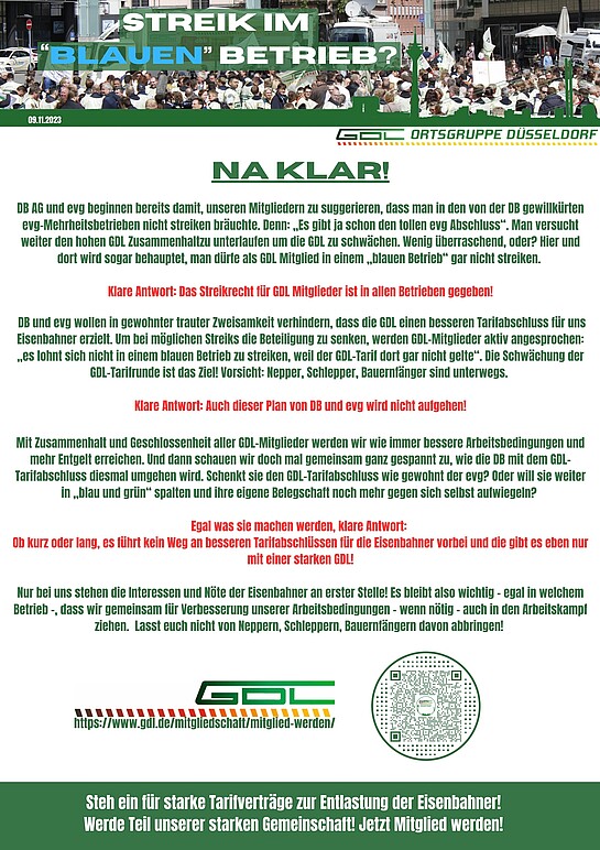 Streiken,blauer betrieb,evg,gdl,teg