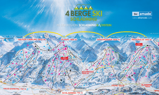 4-Berge-Skischaukel Pistenkarte